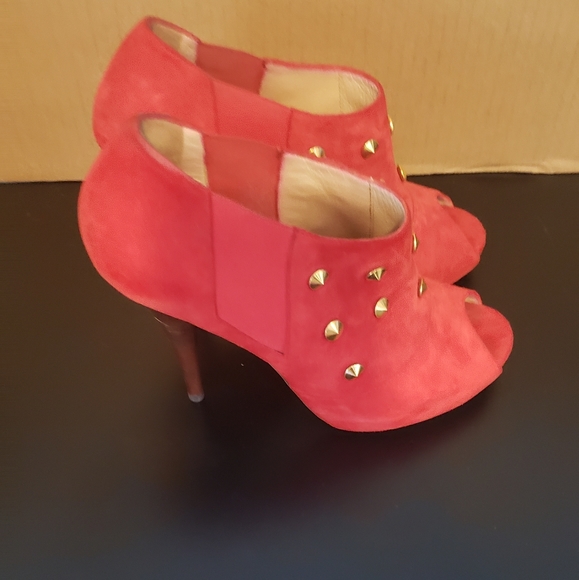 Fendi FF red suede studded booties - Picture 2 of 5